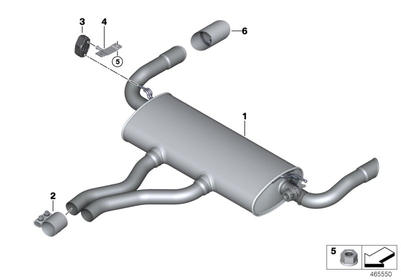 Exhaust system, rear