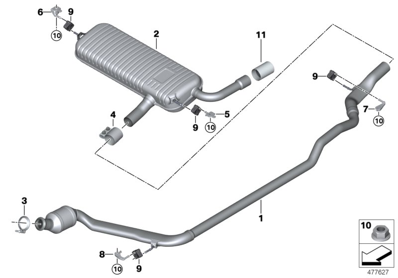 Exhaust system, rear