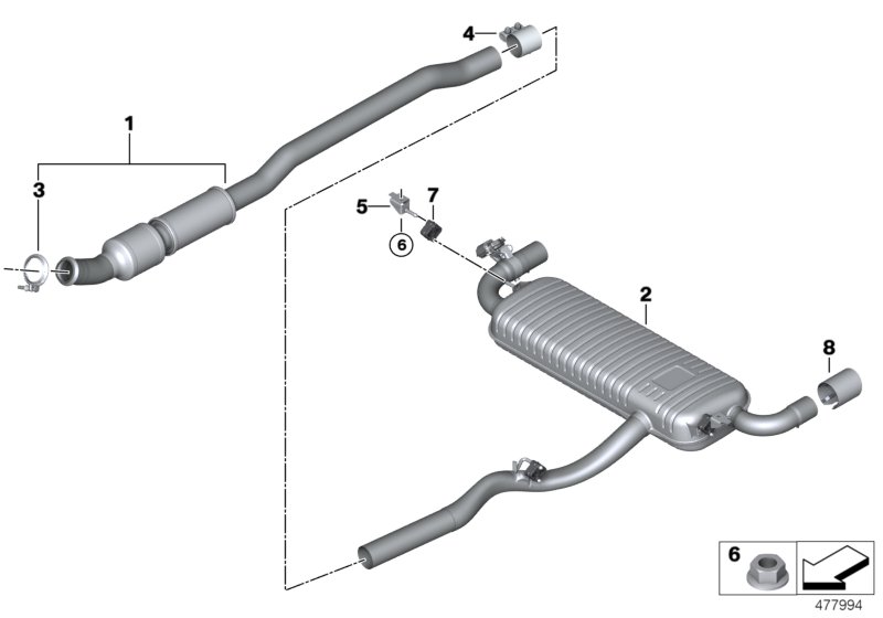 Exhaust system, rear