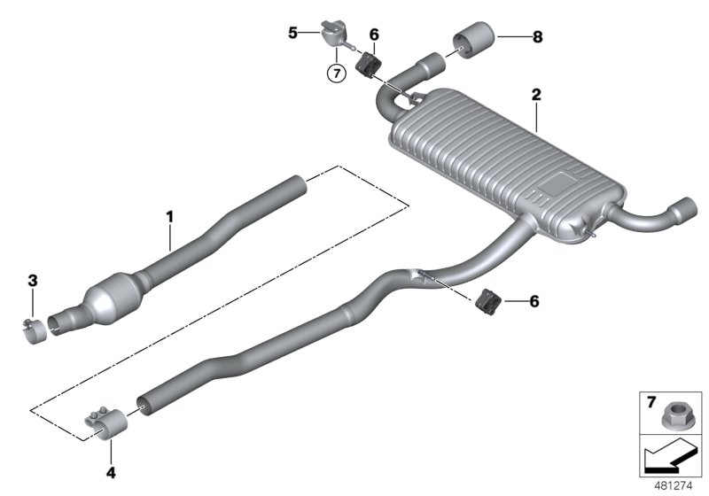 Exhaust system, rear