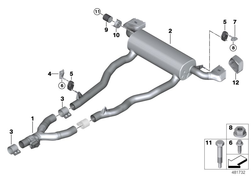 Exhaust system, rear