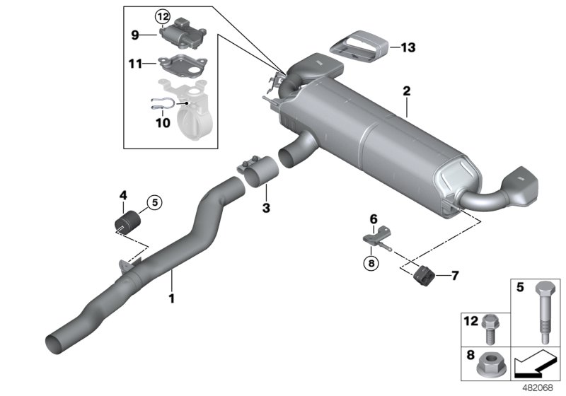 Exhaust system, rear