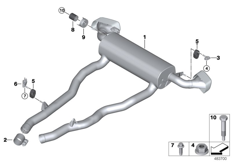 Exhaust system, rear