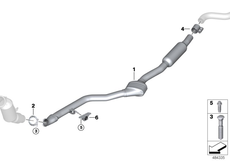 Catalytic converter/centre muffler