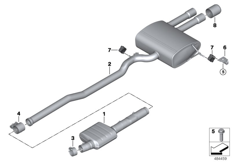 Exhaust system, rear