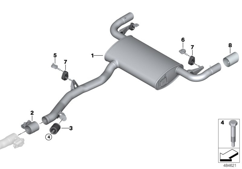 Exhaust system, rear