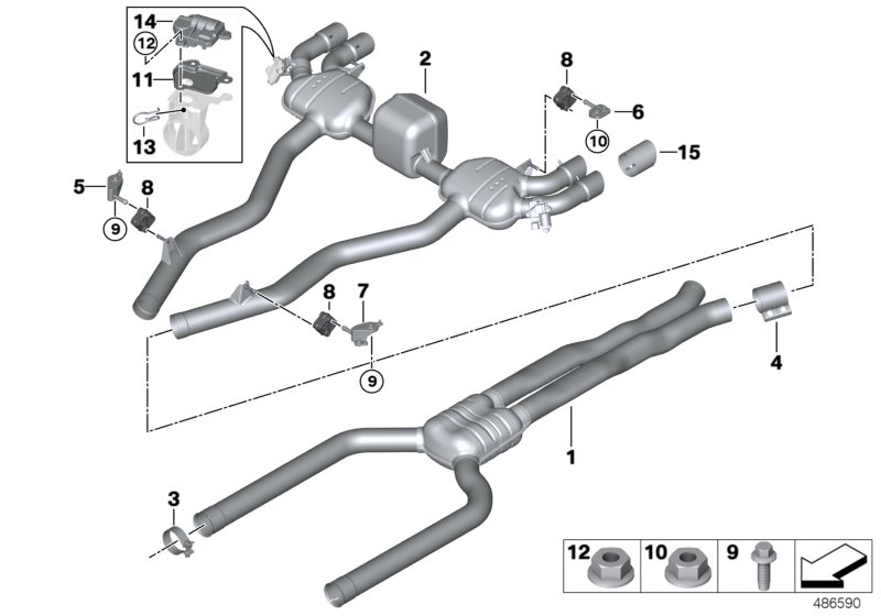 Exhaust system, rear