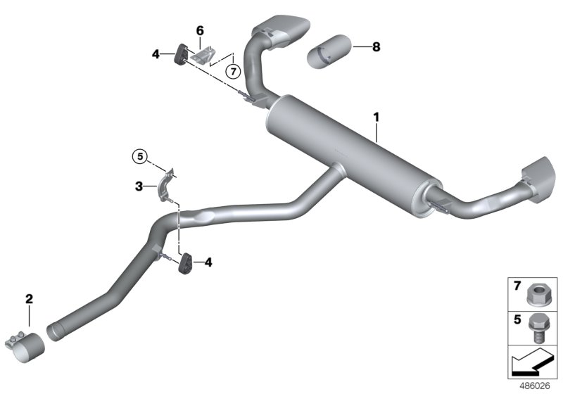 Exhaust system, rear