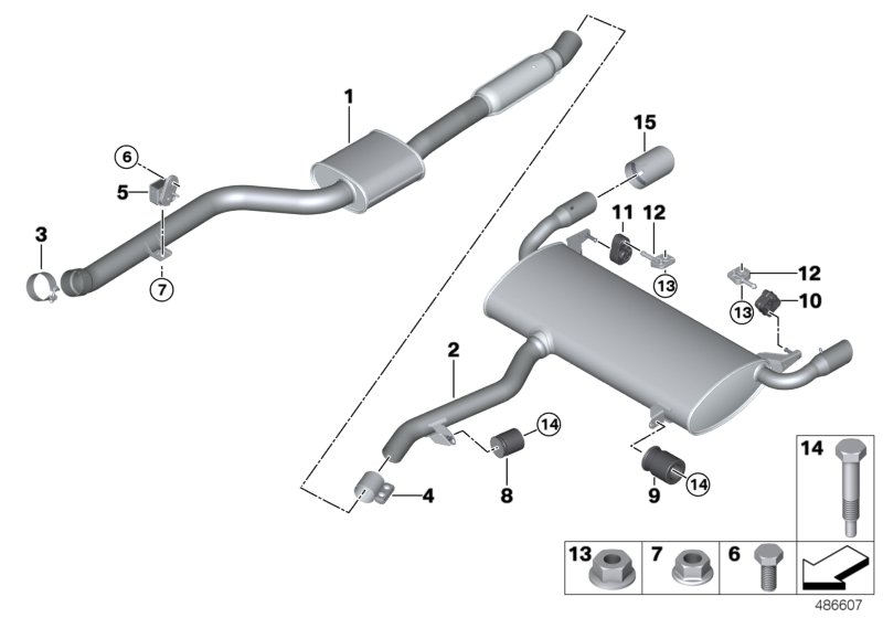Exhaust system, rear