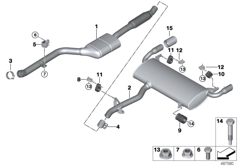 Exhaust system, rear