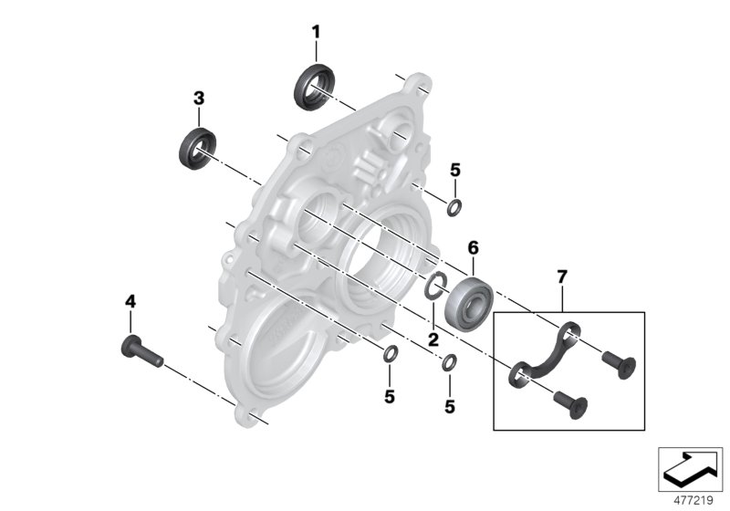 Bearing in housing, sealing rings