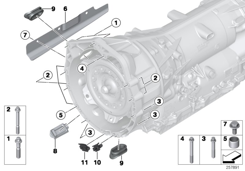 Transmission mounting parts