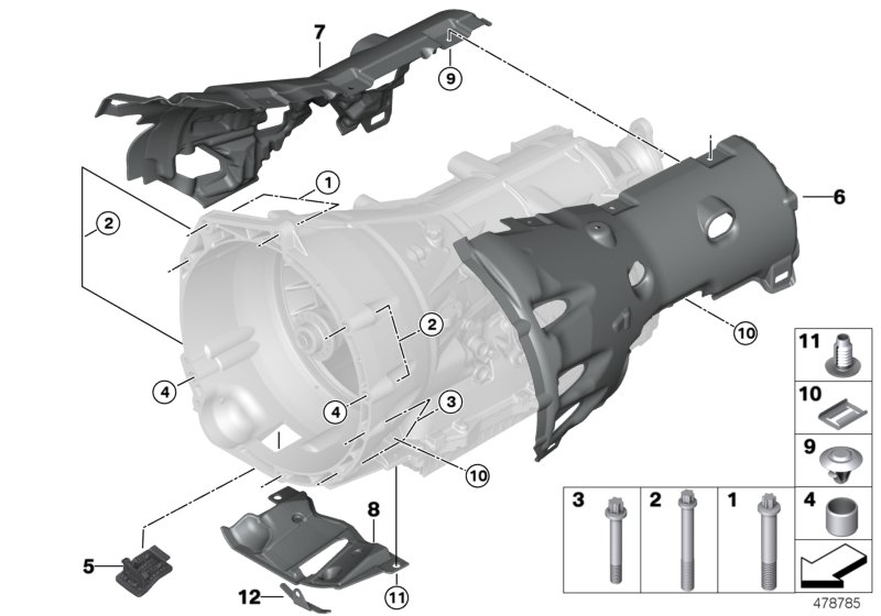 Transmission mounting parts