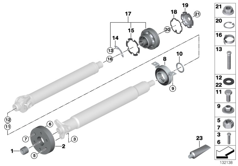 Drive shaft, single components, 4-wheel