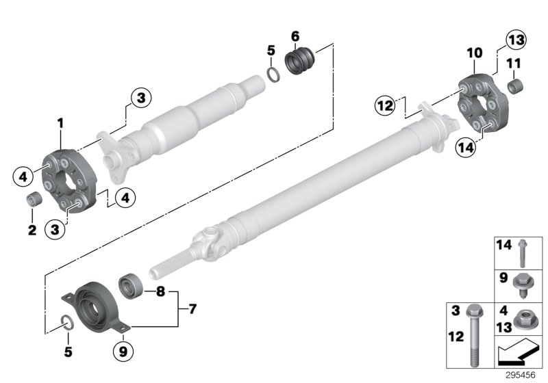 Drive shaft, single components, 4-wheel