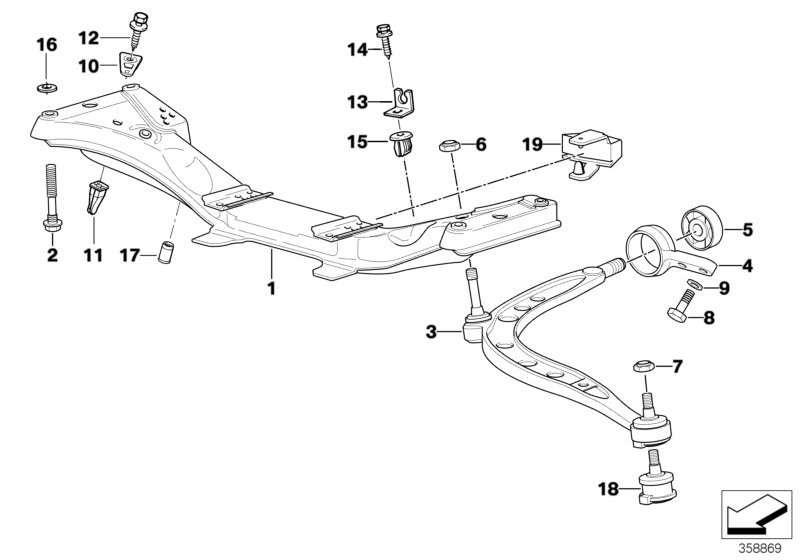 Front axle support/wishbone