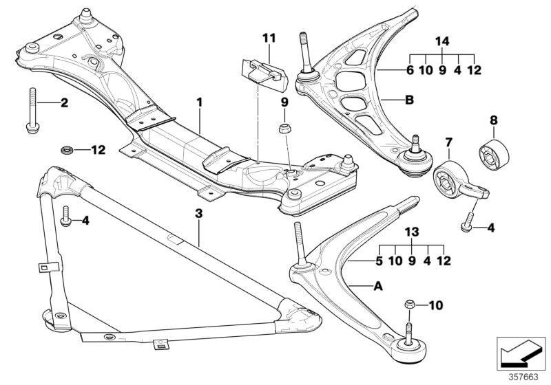 Front axle support/wishbone