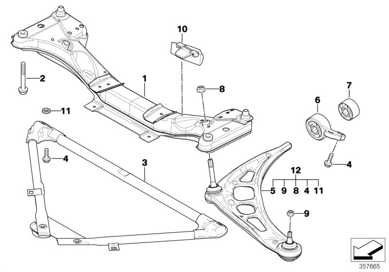 Front axle support/wishbone