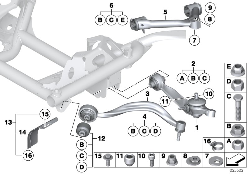 Frnt axle support,wishbone/tension strut