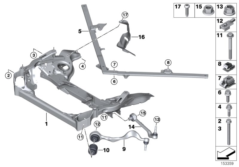 Frnt axle support,wishbone/tension strut