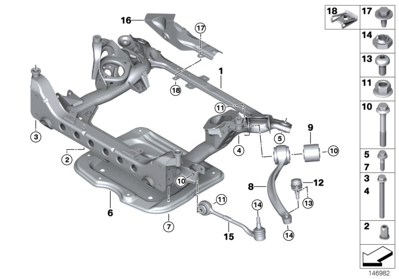 Front axle support, 4-wheel