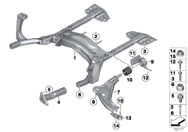 Front axle support/wishbone
