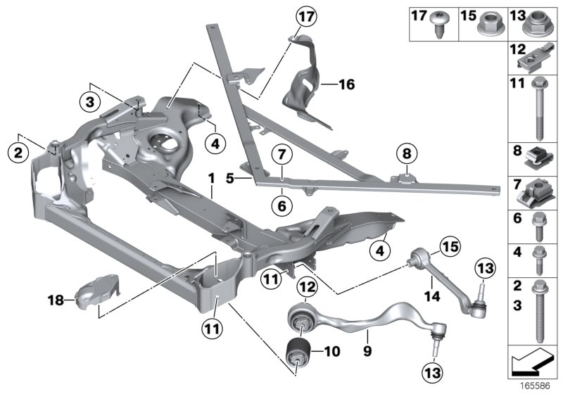 Frnt axle support,wishbone/tension strut