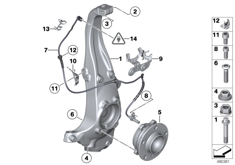 Carrier / wheel bearing, front