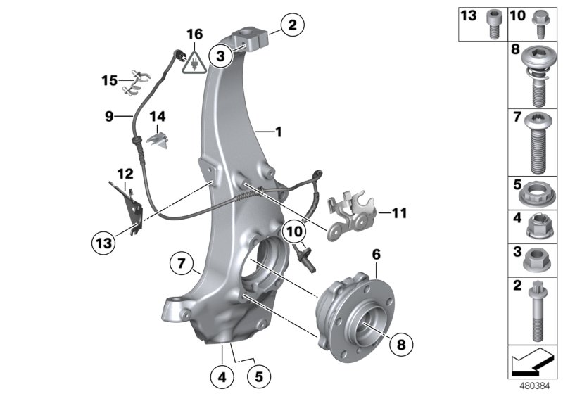 Carrier / wheel bearing, front