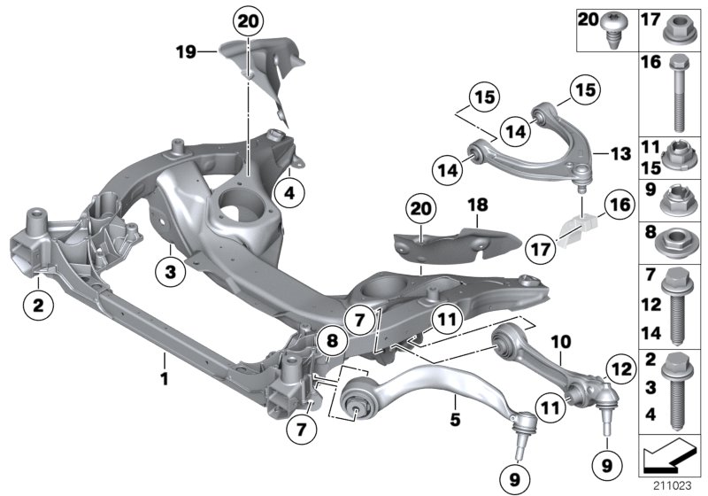 Frnt axle support,wishbone/tension strut