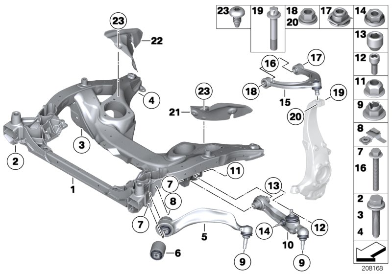 Frnt axle support,wishbone/tension strut