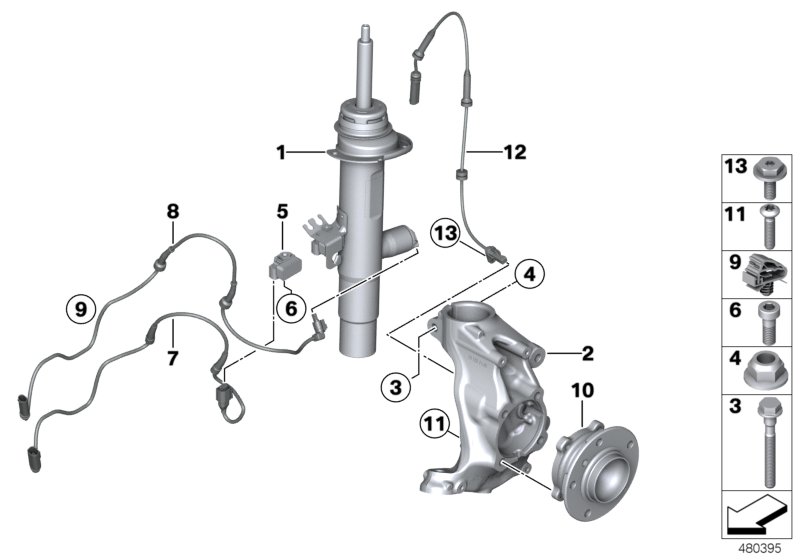 Spring strut, front VDC / mounting parts
