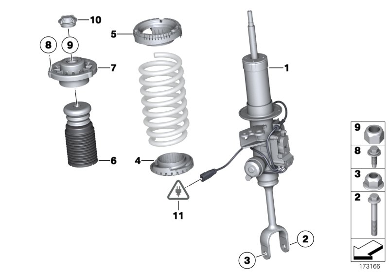 Spring strut, front VDC / mounting parts