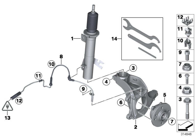 Front Spring strut/Carrier/Wheel bearing