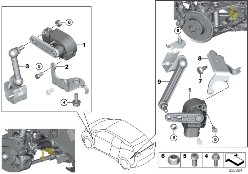 Headlight vertical aim control sensor