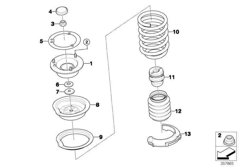 Guide support/spring pad/attaching parts