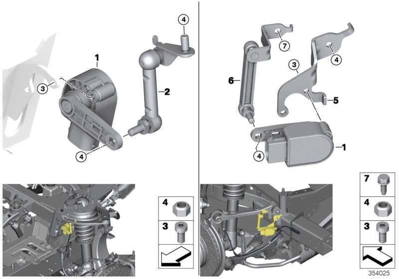 Headlight vertical aim control sensor