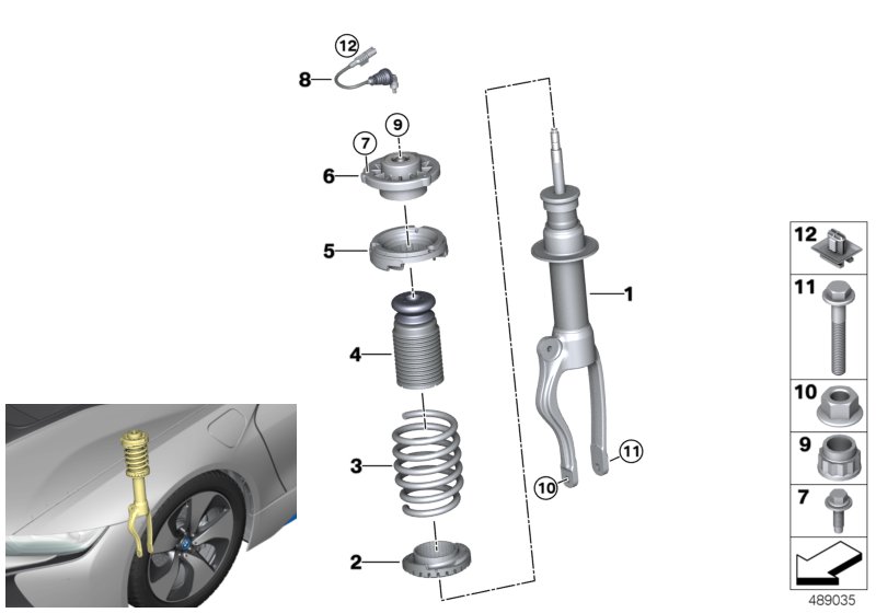 Spring strut, front VDC / mounting parts