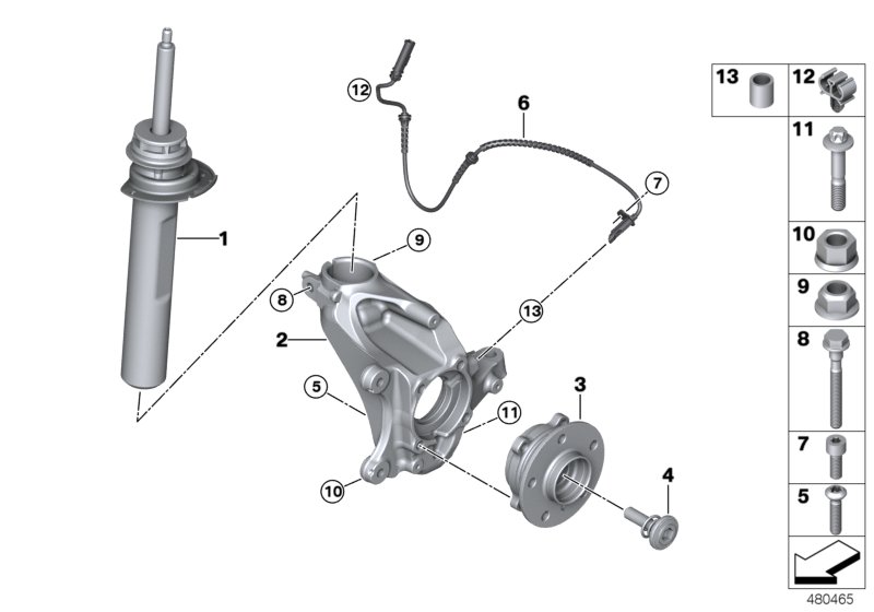 Front Spring strut/Carrier/Wheel bearing