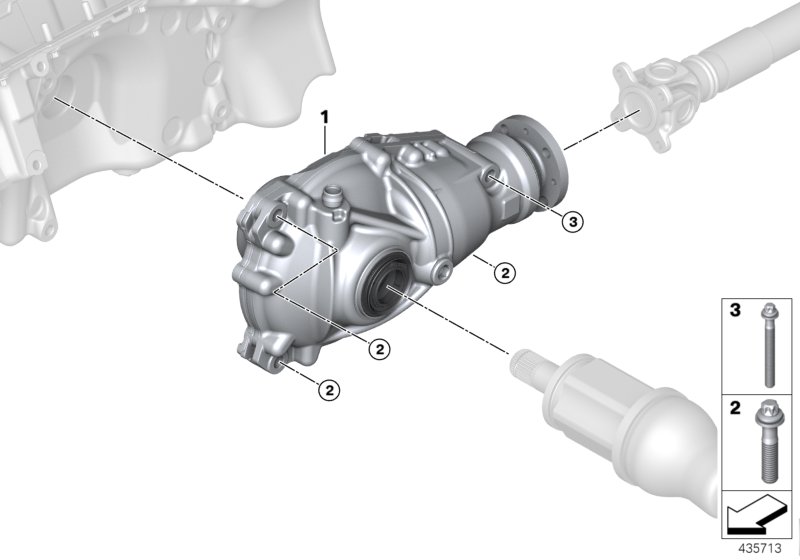 Front axle differential / mounting