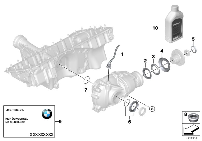 Front axle differential, separate comp.