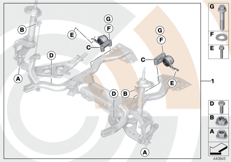 Repair kit, rubber mount, wishbone