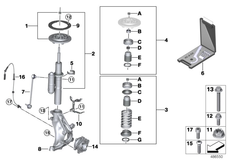 Front Spring strut/Carrier/Wheel bearing