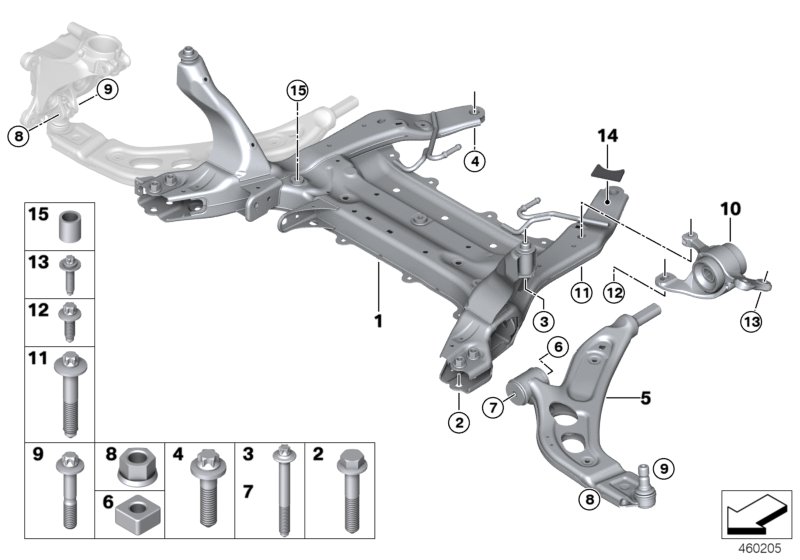 Front axle support/wishbone