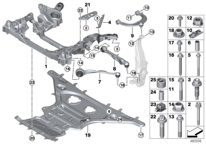 Frnt axle support,wishbone/tension strut