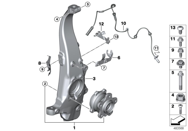 Carrier / wheel bearing, front