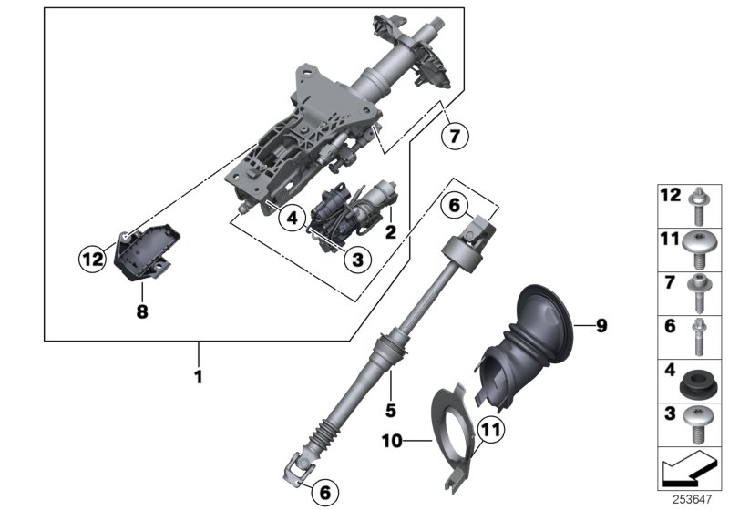 Add-on parts,electr.steering column adj.