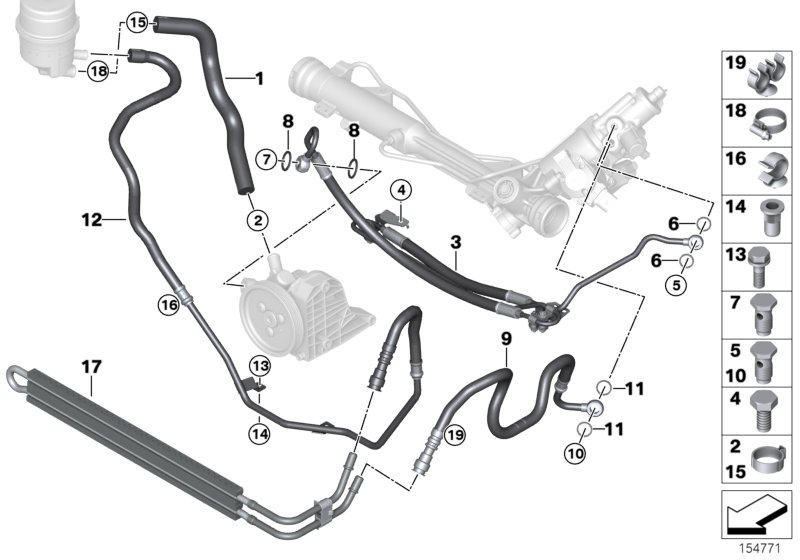 Power steering/oil pipe/Active steering