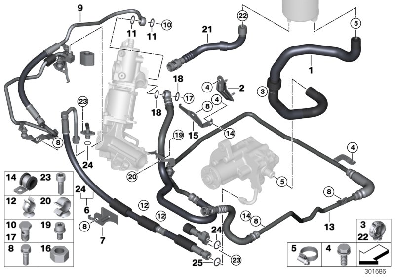 Hydro steering-oil pipes
