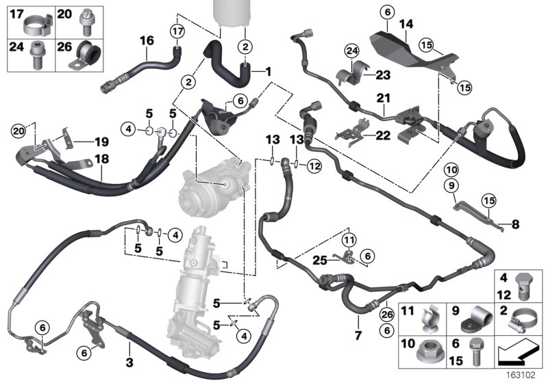 Power steer.,fluid lines/Adaptive Drive